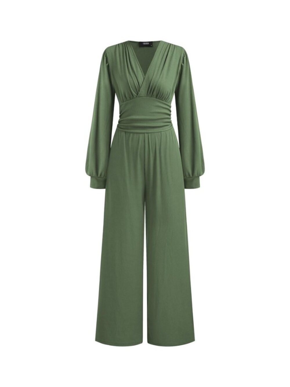 Long Sleeve Jumpsuit V Neck Wide Leg - Women Date Night Casual One Piece Outfit